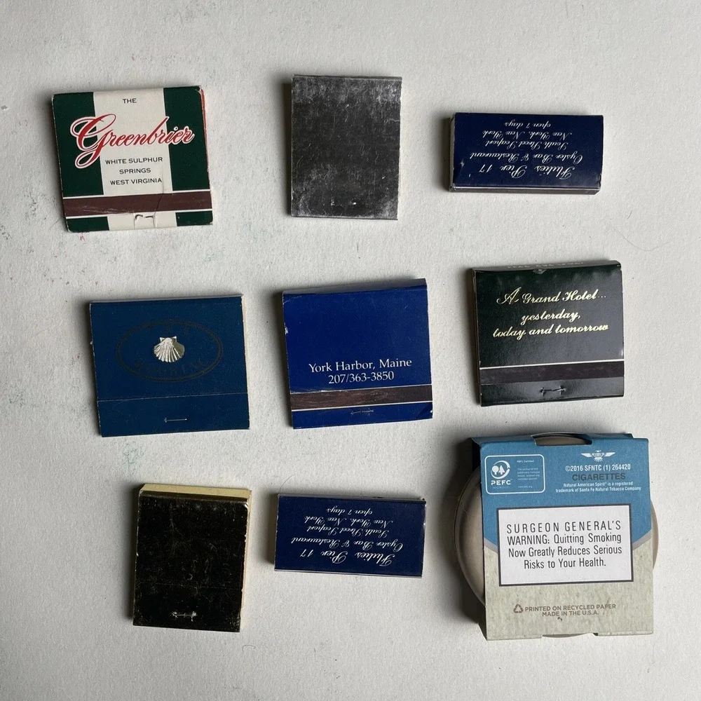 Lot of 8 Vintage Matchbooks & Amercian Spirit Earth Day Ashtray Natural recycled